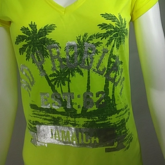surf style Tops Neon Yellow Womens Graphic Tshirt Large Poshmark